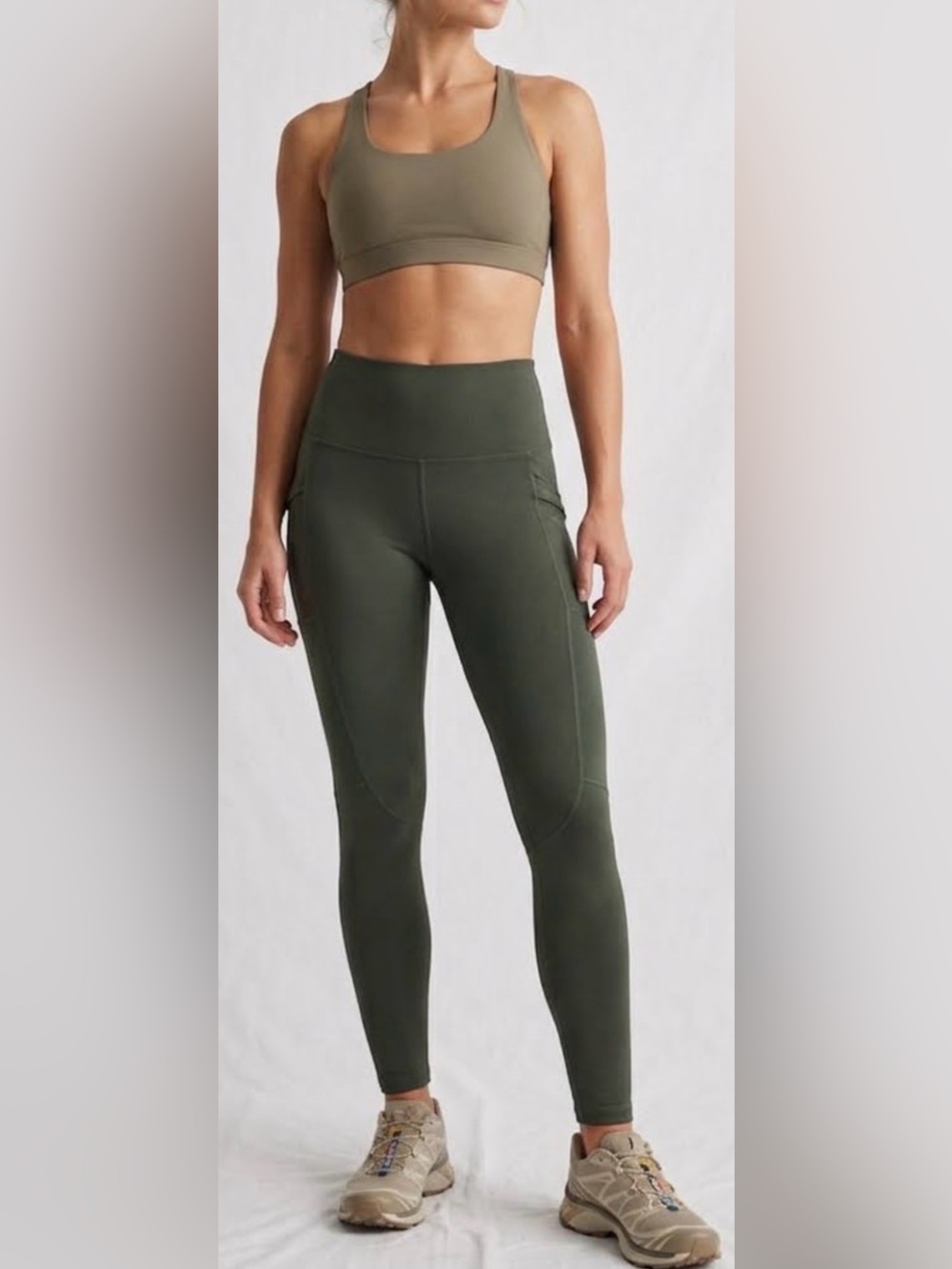 High-Rise Side Pocket Leggings - Dark Green